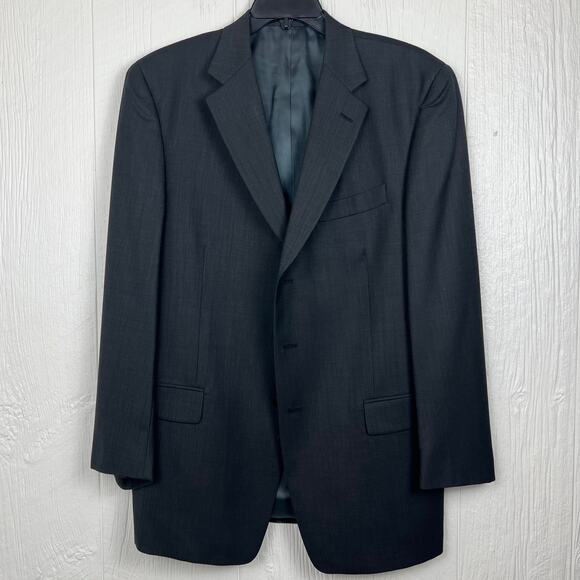 Tallia Uomo Blazer dress jacket men’s 44L 100% Worsted wool super 100’s Black - Picture 5 of 9